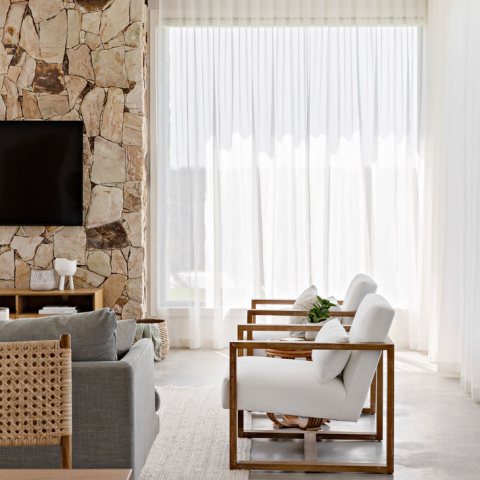 Modern Aussie Lounge Room Sheer Curtains